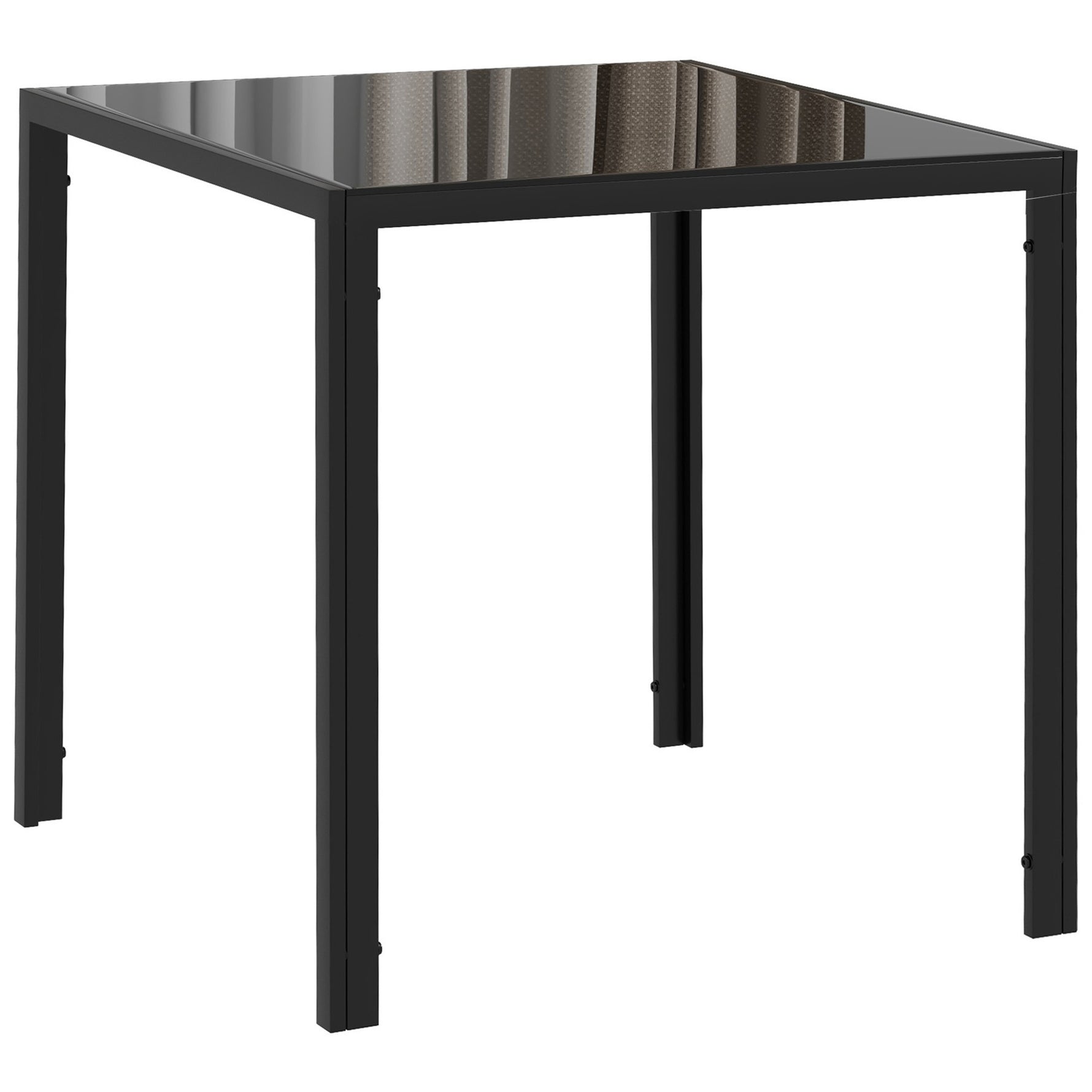 Table à manger pour 4 personnes, table de cuisine avec plateau en verre trempé et pieds en acier, 75 x 75 x 75 cm, noir
