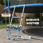 Échelle de Trampoline 2 Marches Larges avec Crochet Universel, Cadre en Acier Galvanisé, Charge 150 kg, 97x32x7 cm, Bleu
