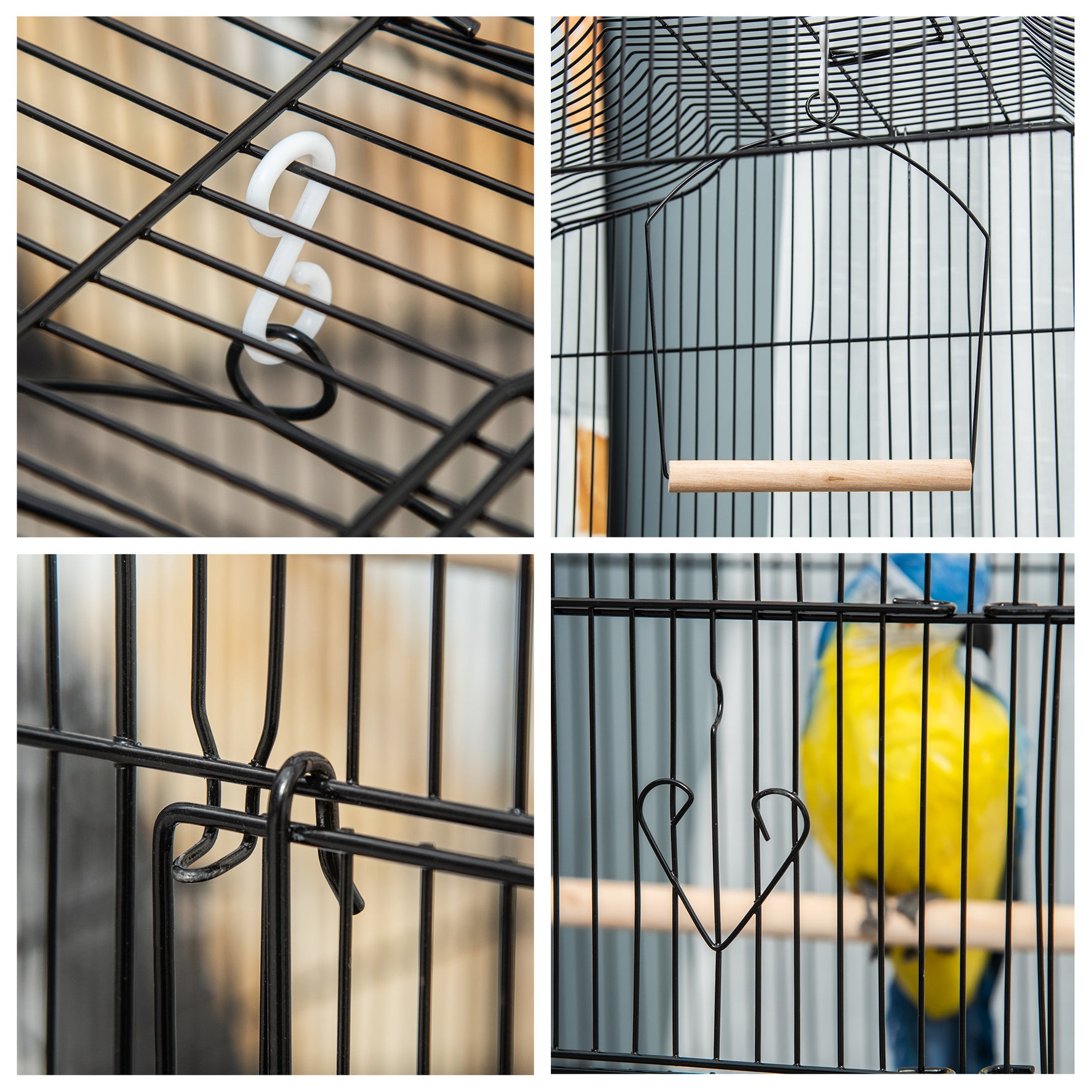 Cage à oiseaux volière avec mangeoires perchoirs plateau excrément amovible cage pour canaris perruches perroquets 46,5 x 35,5 x 92 cm noir