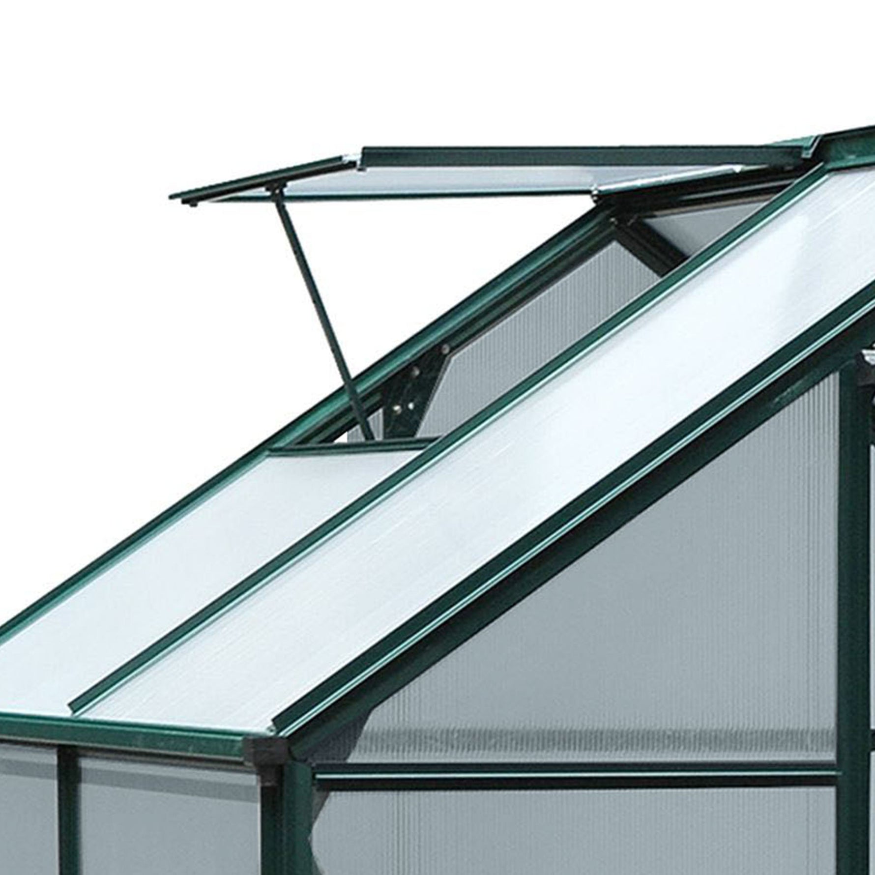 Serre de jardin polycarbonate 190 x 132 x 201 cm résistant aux UV 30+ fondation renforcé gouttière vert foncé