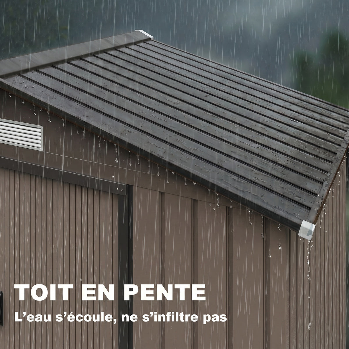 Abri de Jardin 2,77 m² cabane de jardin armoire de jardin Dim. 213L x 130l x 185H cm Porte coulissante Acier marron