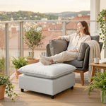 Repose pied salon carré, ottoman avec pieds en plastique, pouf salon pour chambre à coucher, entrée, 75x75x40 cm, gris