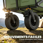 Chariot de Jardin Pliable 130L avec Roues, Remorque Robuste avec Freins, Poignée Réglable, vert