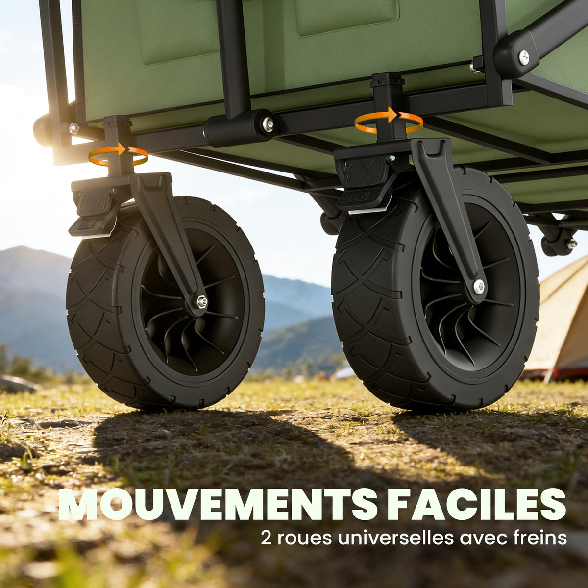 Chariot de Jardin Pliable 130L avec Roues, Remorque Robuste avec Freins, Poignée Réglable, vert