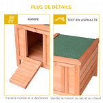 Clapier à lapin cage à lapin avec rampes/porte, toit ouvrant et étanche - en bois de sapin naturel et vert