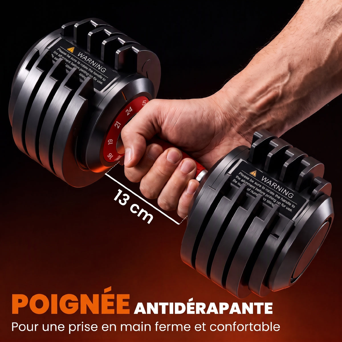 Mancuernas Ajustables 10 en 1, 2x24kg, Ajuste Rápido, Bloqueo de Seguridad, Mango Antideslizante, Bases de Almacenamiento, Negro