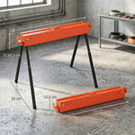Lot de 2 Tréteaux Pliables en Métal, Charge Max. 500 kg, Tréteaux Portables, Hauteur Réglable 71-85,5cm, Orange