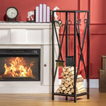 Porte bûches - Range bûches Serviteur de cheminée Colonne - Multi Accessoires dim. 34L x 34l x 111H cm métal Noir