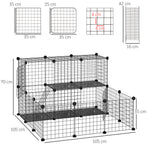 Enclos pour petits animaux parc pour chiot clôture pour animaux domestiques modulable DIY105 x 105 x 70 cm noir