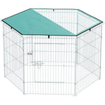 Parc pour chien, enclos chien 6 panneaux avec toit, modulable et pliable, enclos portable 76H cm avec porte argent vert