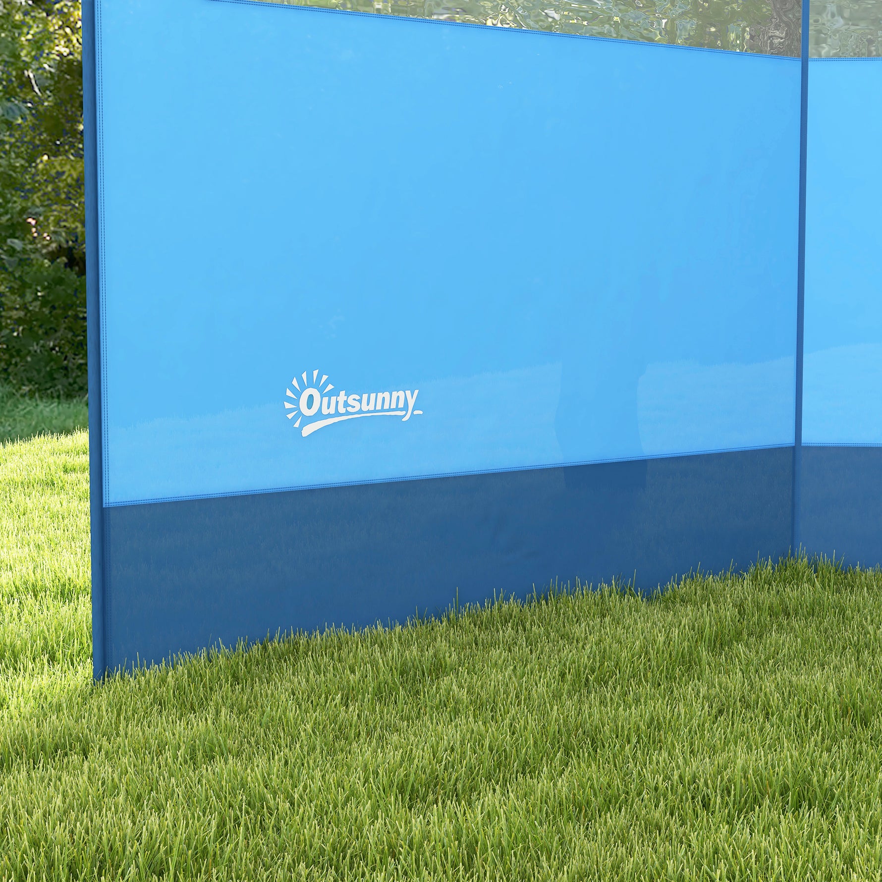 Paravent brise-vent de camping portable pliable avec sac de transport et poteaux en acier dim. 440 cm x 140 cm bleu