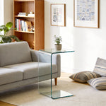 Table basse en verre table de salon rectangulaire design moderne en verre trempé avec bords arrondis sûrs transparent
