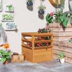 Jardinière avec treillis, lit surélevé de jardin fond ouvert, bac à fleurs en bois 65 x 65 x 73 cm, marron clair