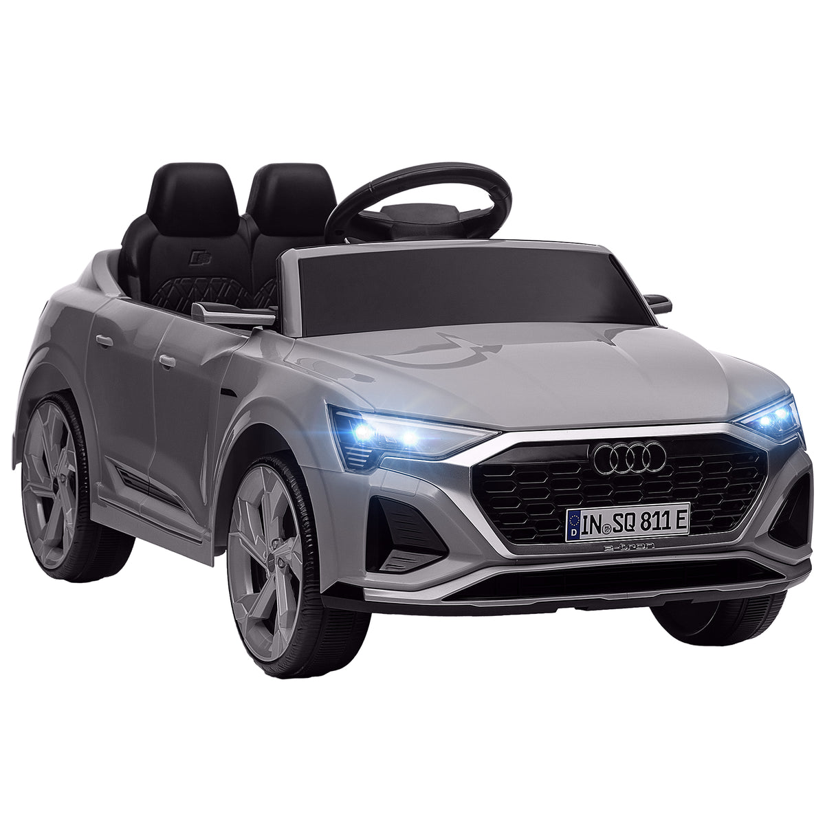 Voiture électrique pour enfants Licence Audi Q8 e-tron Sportback 12V télécommande, phares, musique, klaxon, 3-4 ans Gris