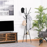 Porte-manteau trépied design contemporain branches étagère + 9 patères dim. 45L x 45l x 180H cm métal marron