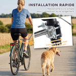 Laisse de Vélo pour Chien 180 cm en Inox , Fixation Rapide, Ressort Amortisseur, Sangle Ajustable, Argent