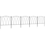Lot de 5 clôtures de jardin décoratives en métal noir - 305 x 62 cm noir