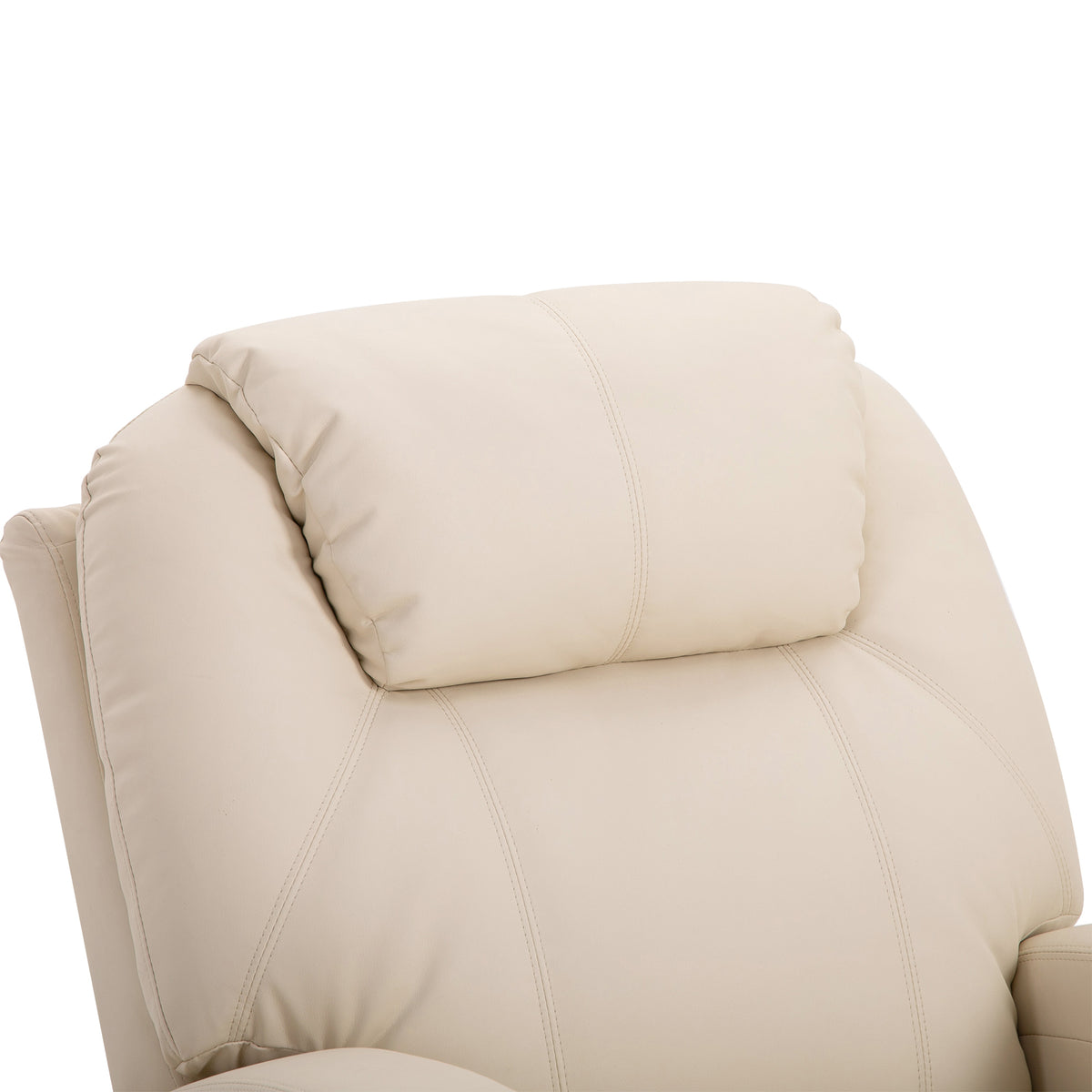 Sillón de lujo de relax y masaje, reclinable, con reposapiés eléctrico y tapizado sintético color crema