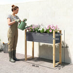 Carré Potager avec pieds Lit de Jardin Surélevé 4 trous de drainage et Tissu non tissé,  98 x 37 x 90 cm, gris