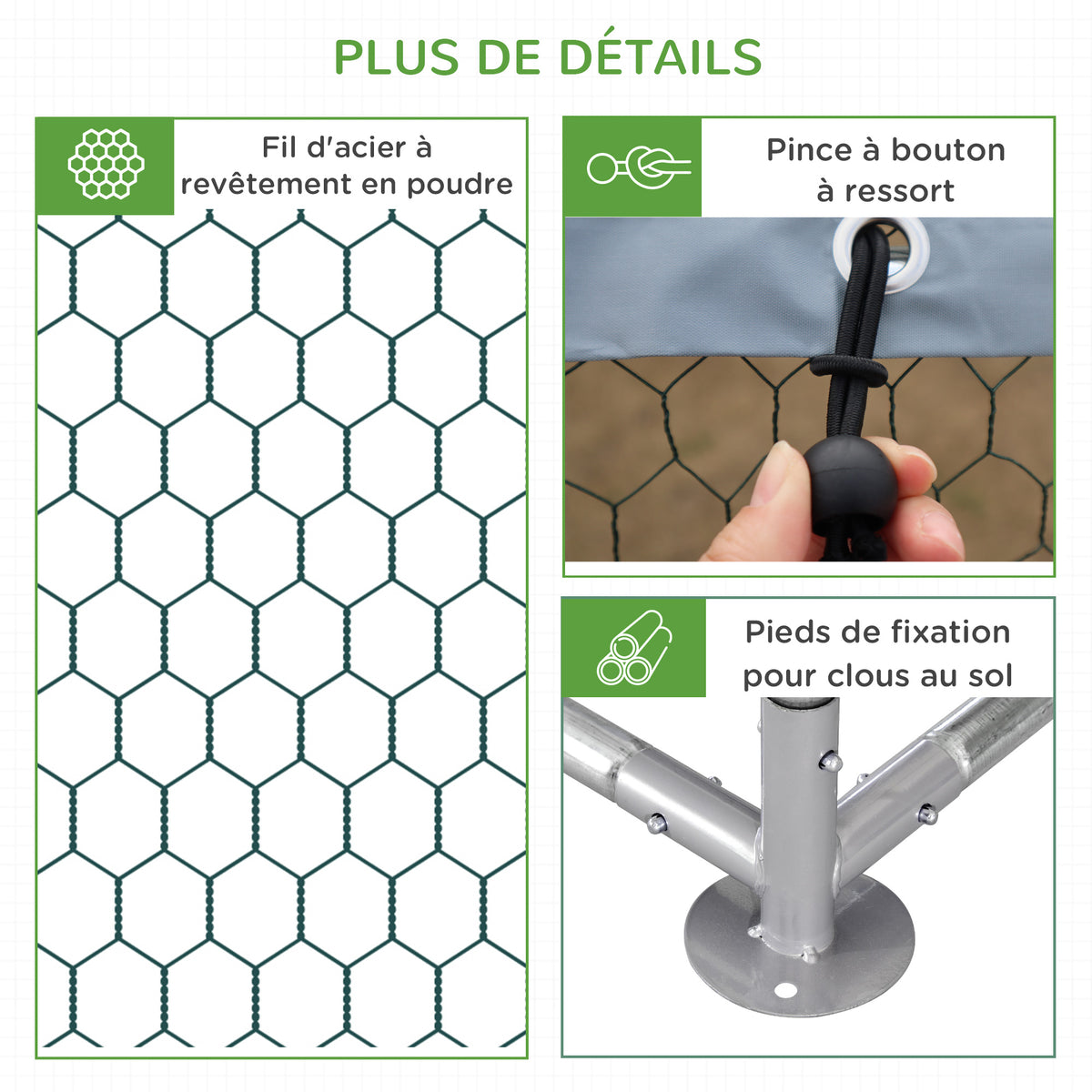 Enclos poulailler parc grillagé extérieur 18 m² chenil volière espace couvert acier galvanisé 6 x 3 x 1,95 m-7