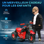 Elektro-Motorrad für Kinder 2-5 Jahre, 3 Räder, 6 V, 3 km/h, mit Seifenblasenfunktion, Licht- und Soundeffekten, rot