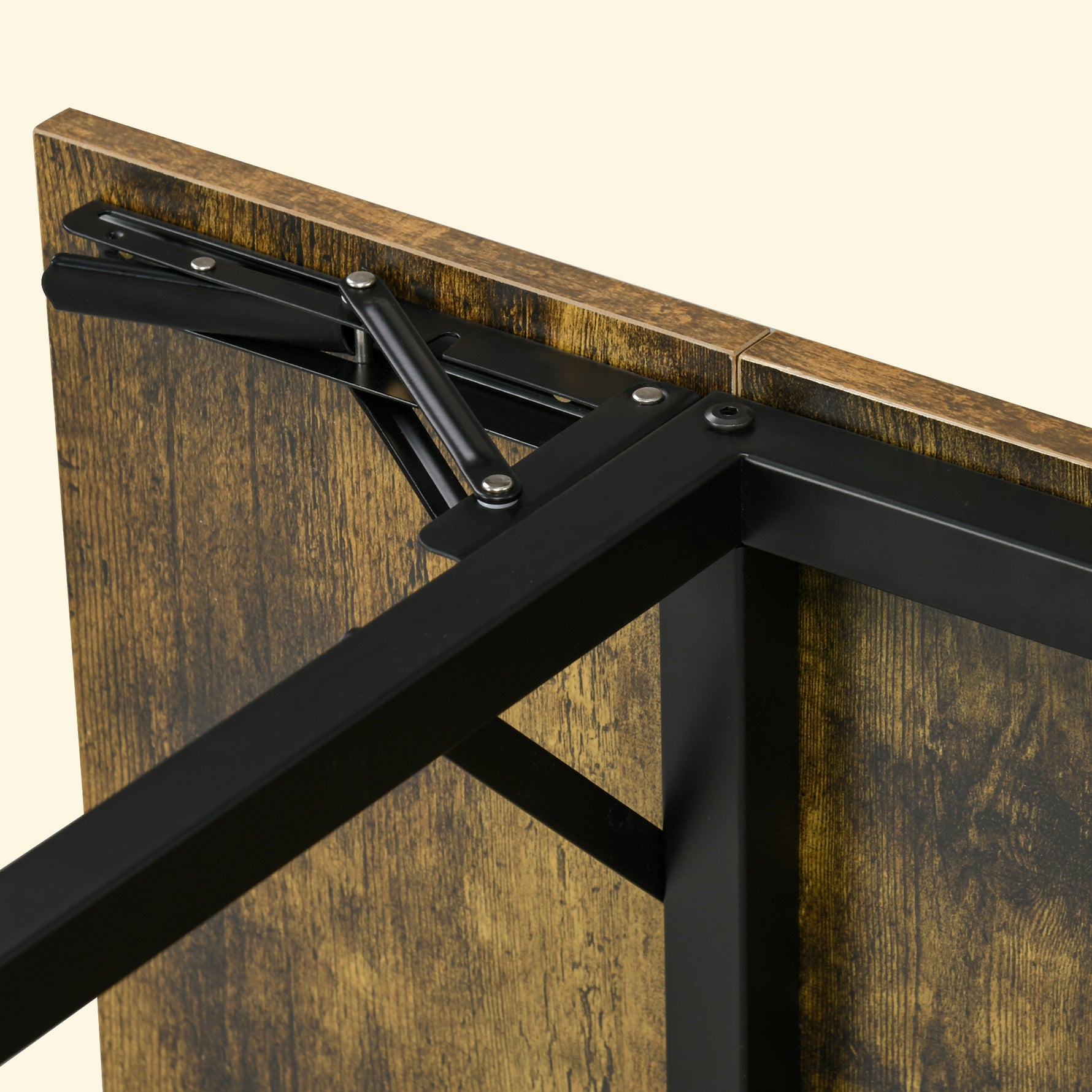 Table de salle à manger avec 2 rabats style industriel, extensible, table à abattant pour 2-4 personnes