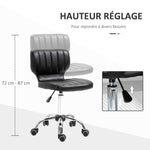 Rolkruk - draaibare werkstoel 360° - ergonomische kruk - verstelbare zithoogte 47-62 cm - zwarte gewatteerde kunstlederen bekleding, verchroomd metaal