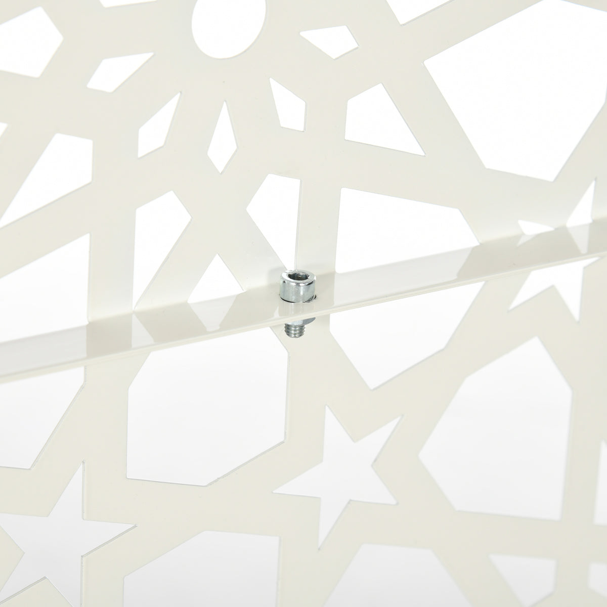 Panneau brise vue décoratif extérieur blanc à motif en métal - 92 x 45 x 198 cm