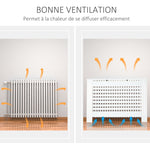 Cache-radiateur couverture radiateur Design à Lattes Panneau Cabinet pour salon cuisine chambre couloir dim. 112L x 19l x 81H cm MDF Blanc