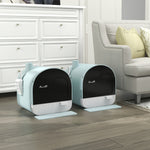 Lot de 2 bacs à litière pour chat avec porte battante, pelle et filtre inclus dim. 43L x 44l x 47H cm