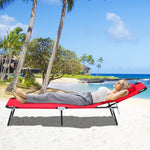 Bain de Soleil Pliable transat inclinable 4 Positions Chaise Longue 3 Coussins fournis Rouge