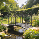 Pont de Jardin en Métal Style Baroque Passerelle Décorative avec Garde-Corps 91cm et Charge 100kg Noir