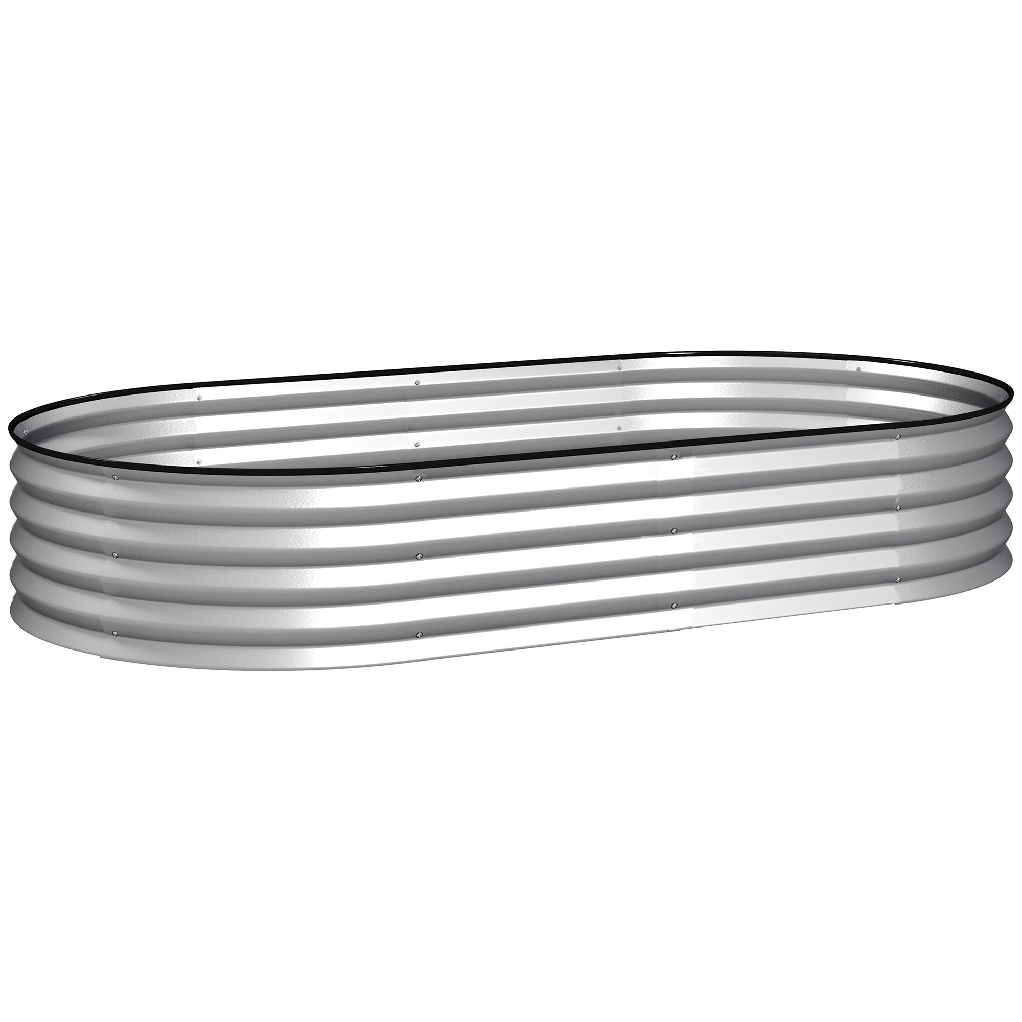 Jardinière surélevée galvanisée en acier lit de jardin bordure caoutchouc 181 x 93 x 30 cm argent