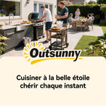 Desserte jardin chariot de barbecue sur roulettes avec plateau en acier inoxydable 107x49,5x92,5cm gris