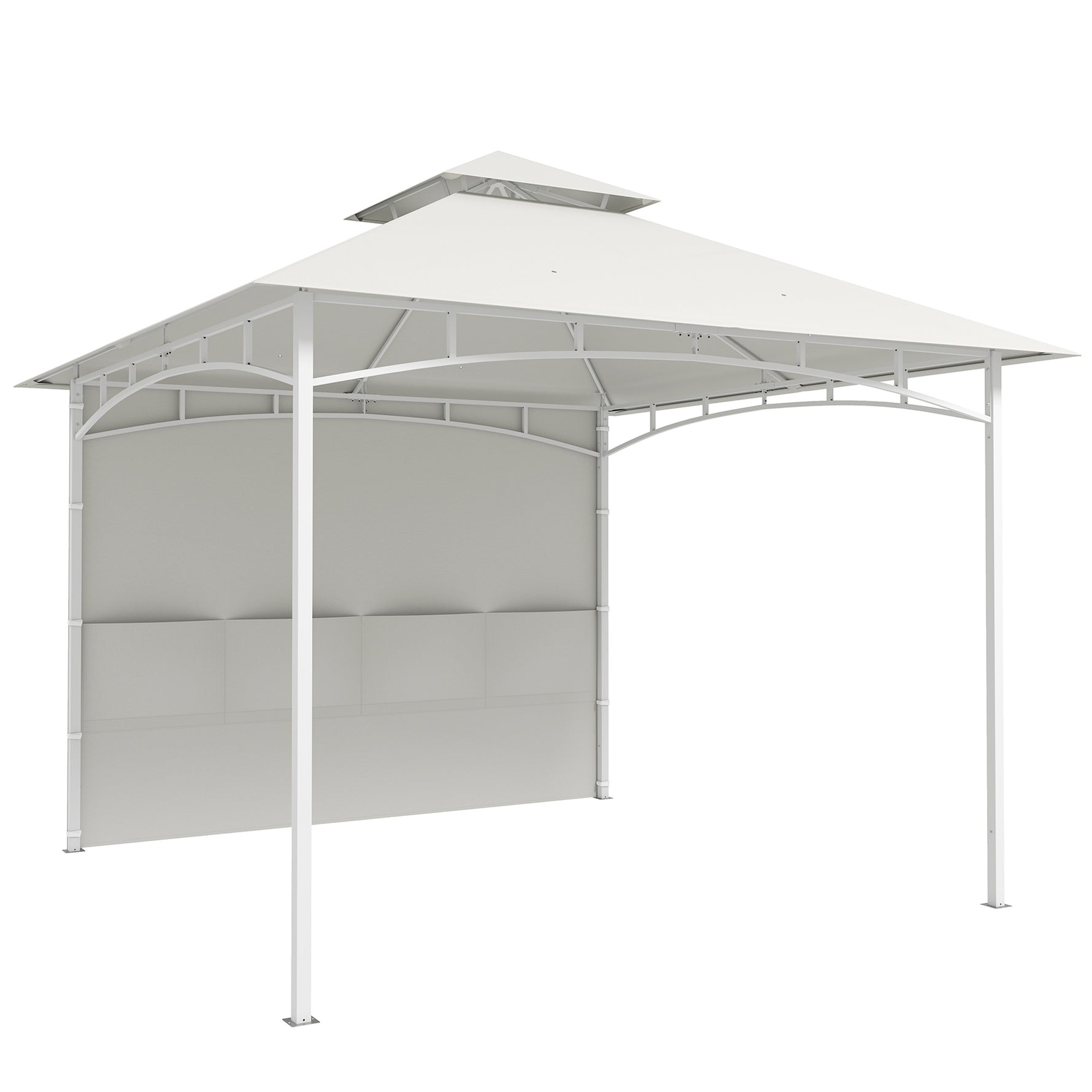 Pavillon Tonnelle de Jardin Toit Double Rideaux et Poches de Rangement Crochet de Plafond 3 x 3 m Crème