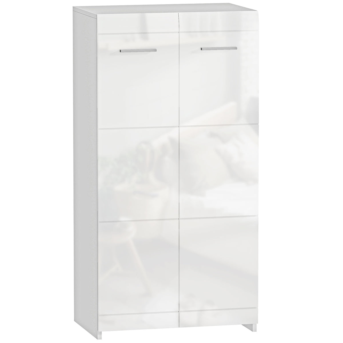 Meuble à chaussures 10 paires, armoire à chaussures à haute brillance 5 niveaux, étagères réglables, 55x36x108cm, blanc