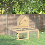Conejera de madera con recinto para animales, villa para conejos de 2 niveles con área de juego, rampa y puertas con cerradura