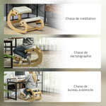 Siège assis genoux, siège ergonomique en bois avec fonction à bascule, chaise à genoux réglable pour bureau à domicile