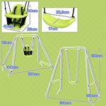 2-in-1 baby swing set with 5-point safety harness for indoor and outdoor use, green