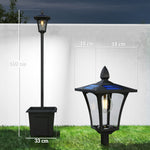 Lampadaire solaire extérieur avec jardinière, lampadaire sur pied étanche, hauteur 160cm, pour jardin, cour, allée, noir