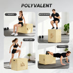 3-in-1 Plyo-Box aus Holz, Plyometrie-Trainingsgerät für Fitness, Krafttraining und Cross-Training, 51/61/76 cm