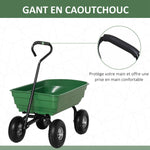 Chariot de Jardin 100L Charge 250 kg, 4 Roues pneumatiques Remorque à Main pour Extérieur 108 x 52 x 100 cm Acier vert