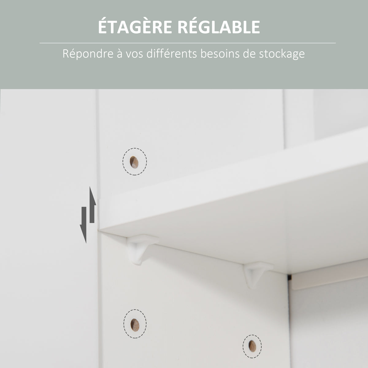 Armoire murale miroir de salle de bain avec portes et étagère réglable - dim. 54L x 15,2l x 55,3H cm blanc