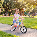 Draisienne Enfants Vélo Bébé sans Pédales avec Selle Réglable en PU, pour 3-5 Ans Jusqu'à 50 kg, Bois Naturel