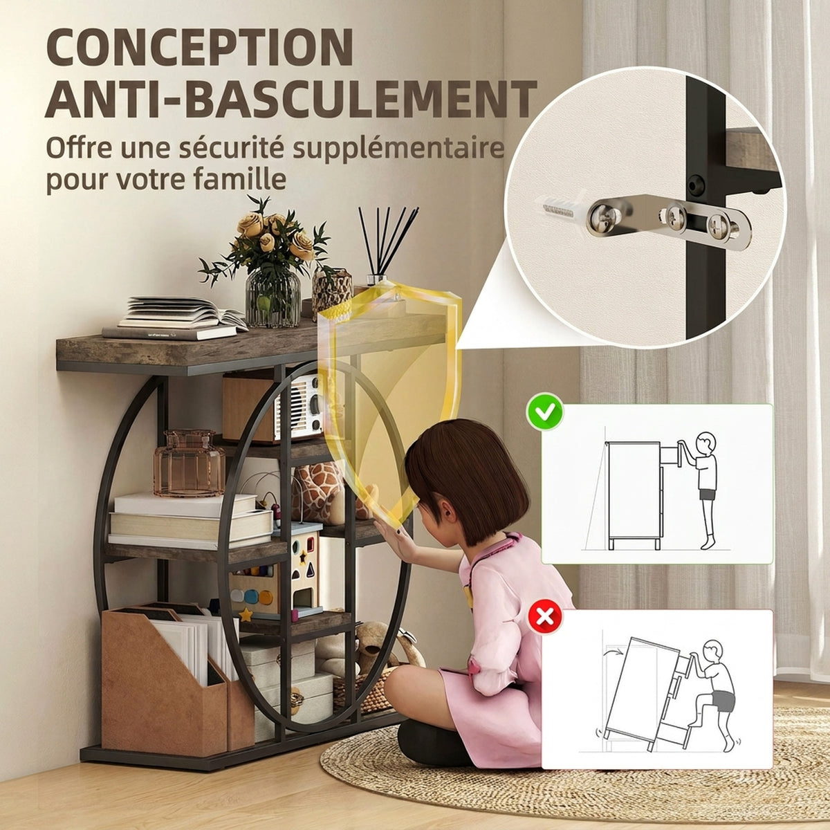 Tavolo Consolle da Ingresso Mobile da Ingresso Industriale 6 Ripiani Piano da 4cm 100 x 30 x 81,5cm Marrone Rustico