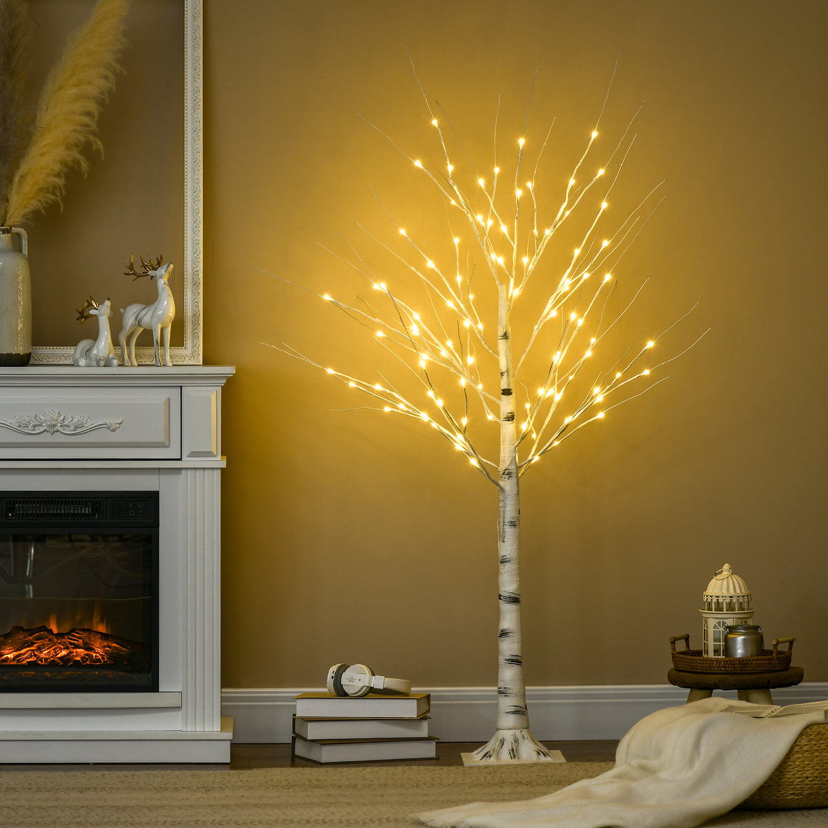 Albero luminoso LED - decorazione luminosa bianco caldo - 96 LED - uso interno - 150 cm - decorazione natalizia camera casa bianco