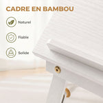 Table de lit pliable et réglable, plateau de lit pour ordinateur portable en bambou plateau inclinable 83,5x33x34cm blanc