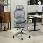 Fauteuil de bureau, chaise de bureau ergonomique en maille avec accoudoirs 3D, dossier inclinable, 66x64x122 cm, gris