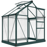 Serre de jardin polycarbonate 190 x 132 x 201 cm résistant aux UV 30+ fondation renforcé gouttière vert foncé