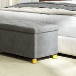 Opvouwbare opbergbank voor aan het voeteneind van het bed, inhoud 67 L, draagvermogen 120 kg, met deksel, 76L x 38B x 38H cm, grijs